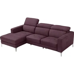 Ecksofa EGOITALIANO "Matt, erstklassiger Sitzkomfort, aufwendige Detailverarbeitung, L-Form", lila (plum), B:247cm H:100cm, Sofas, mit verstellbaren Kopfteilen zum Relaxen