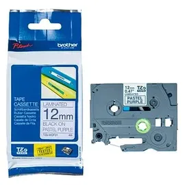 Brother TZe-MQF31 P-touch Schriftband (laminiert), schwarz auf pastelllila, 4m