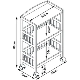 [en.casa] Servierwagen Huddinge mit 3 Ebenen 80 x 53 x 30 cm Esszimmer, Servierwagen