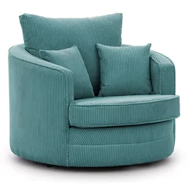 s-style möbel Drehsessel Ted Cord 107 x 94 x 100 cm Türkis drehbar mit Kissen