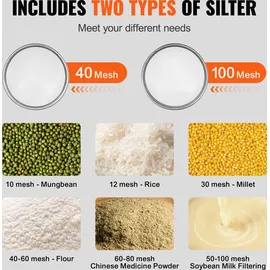 Vevor Siebmaschine, elektrisches Mehlsieb, Vibrationssiebmaschine, automatisches Sieb zum Sieben 40 + 100 Maschen, 25 W Pulversiebmaschine Vibratio... - Silber