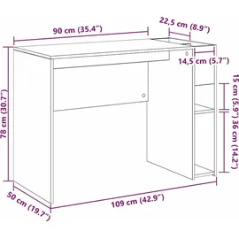 vidaXL Schreibtisch Beton Grau 109 x 50 x 78 cm Holzwerkstoff