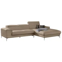 W.Schillig Ecksofa "piedroo, Designsofa mit tollem Sitzkomfort, bequem und elegant, L-Form", braun (stone z59), B:303cm H:70cm T:193cm, Longlife Xtra-Leder Z59: Glattleder mit modischer Prägung.