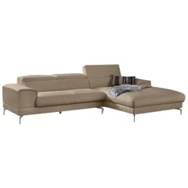 W.Schillig Ecksofa "piedroo, Designsofa mit tollem Sitzkomfort, bequem und elegant, L-Form", braun (stone z59), B:303cm H:70cm T:193cm, Longlife Xtra-Leder Z59: Glattleder mit modischer Prägung.