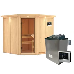 Karibu Sauna Jarin-9kW Ofen-Steuergerät-Inkl.Dachkranz