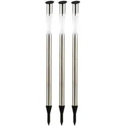 3er Set Solar-Steckleuchte, Edelstahl, H 70 cm