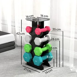 sportnow Hantel-Set Kurzhanteln 1-4 kg rutschfeste Griffe bunt/grau/grün/rosa