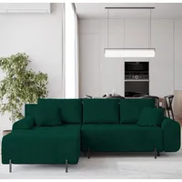 BroMARKT Ecksofa ARCO Schlaffunktion Bettkasten L-Form 270x180x91cm Dunkelgrün - Grün