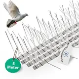PRIOstahl Vogelabwehr Taubenspikes, 5 Meter, Spikes aus Edelstahl, silber, mit Edelstahlschiene, 6-reihig