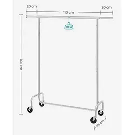 Songmics HSR11S Kleiderständer 110-150 x 45 x 162,9 cm silber