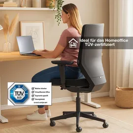 assmann büromöbel ASSMANN Elektrisch Höhenverstellbarer Familien Schreibtisch Pitino Curved Anthrazit Weiß, 140x70cm, Memoryfunktion, Kollisionsschutz - Schwarz