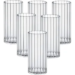 Wilmax Trinkgläser aus geriffeltem Glas – 6er Set, 300 ml, Elegantes Design