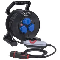 PCE 9250027 Personenschutz-Kabeltrommel Kunststoff PRCD-S+ Schwarz, Blau, Grau, Rot