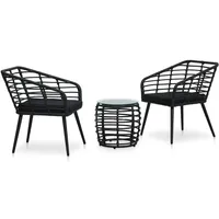 vidaXL 3-tlg. Bistro-Set Poly Rattan Schwarz