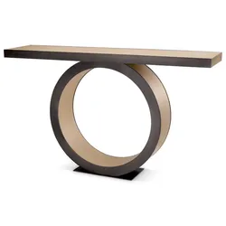 Casa Padrino Luxus Konsole Naturfarben / Bronze 130 x 30 x H. 76,5 cm - Rechteckiger Massivholz Konsolentisch - Luxus Möbel - Wohnzimmer Möbel - Luxus Einrichtung - Wohnzimmer Einrichtung