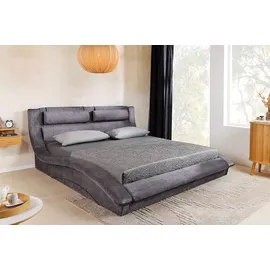 Riess-Ambiente Bett SWING 160x200cm grau Samt mit Stauraum geschwungenes Doppelbett