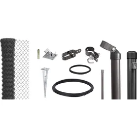 GAH Alberts Alberts Maschendrahtzaun Komplettset mit Bodenhülsen, anthrazit-metallic, 0,8 m hoch, 60 m lang