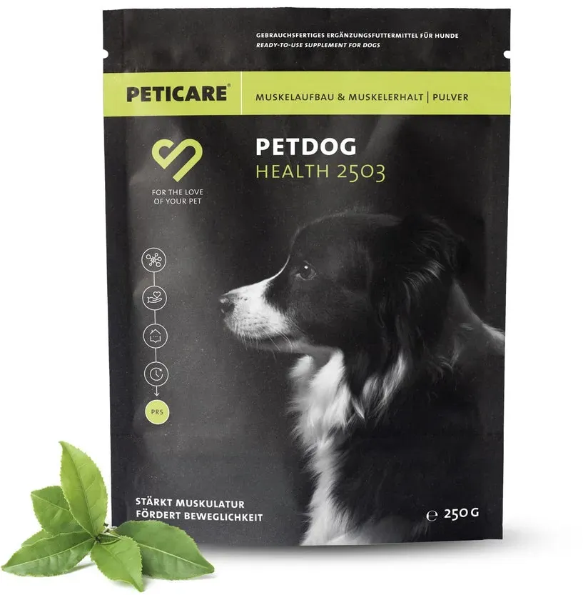 Peticare Muskulatur Pulver für Hunde, mit essenziellen Aminosäuren, Kollagen 250 g