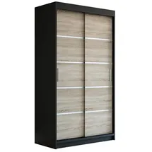 A&J MöbelLand Schiebetürenschrank PARIS 120 x 215 x 59,5 cm Schwarz