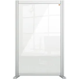 NOBO durchsichtige Schreibtisch-Trennwand aus Acryl, Freistehende Schutztrennwand, Hygieneschutz, Premium Plus, 600x1000 mm, 1915493