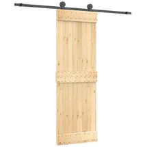 vidaXL Schiebetür rechts 70 x 210 cm Natürlich/Schwarz
