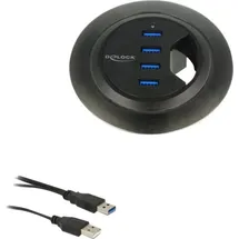 DeLock 62868 USB-Hub 4 Port USB-A USB 3.1 Gen1 5 GBit/s Schwarz 62868