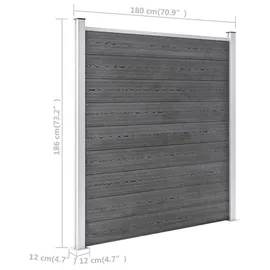 vidaXL Zaun-Set 1564 x 186 cm Grau/WPC