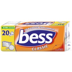 Bess Toilettenpapier Classic, 3-lagig, Weiches Klopapier für hohen Komfort, 1 Packung = 20 Rollen à 180 Blatt