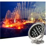 OrbitCob® LED Unterwasserstrahler 24V Sicherheitsspannung Edelstahl IP68 Wasserdicht - Verstellbarer Teichstrahler für Schwimmbad, Wasserfontäne, Wasserwand & Gartengestaltung(Kaltweiß 6000K,24W)