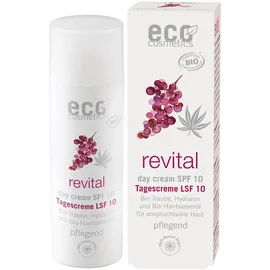 Eco Cosmetics ECO revital Tagescreme LSF 10 50 ml mit Bio Traube, Hyaluron und Bio Hanfsamenöl - Cosmos Organic