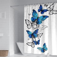 JOKITA Duschvorhang 200x200 Schmetterling Duschrollo Wasserabweisend Anti-Schimmel mit 12 Duschvorhangringen, 3D Bedrucktshower Shower Curtains, für Duschrollo für Badewanne Dusche
