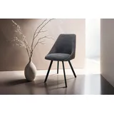 byLIVING Esszimmerstuhl »Jasper (2er-Set)«, (Set), Sitzschale 360°drehbar, Metall schwarz, Küchenstuhl, diverse Bezüge, grau