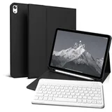 GKABXY Hülle mit Tastatur für iPad Air 11 Zoll M4 2026/M3 2025/M2 2024, iPad Air 5./4. Generation 2022/2020 10,9 Zoll, magnetisch Abnehmbare Folio Bluetooth Tastatur hülle mit Stifthalter, Schwarz