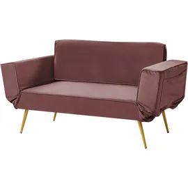 Beliani Schlafsofa 2-Sitzer SAARELA Samtstoff Rosa