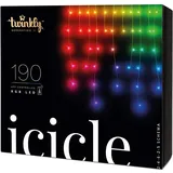 Twinkly Icicle 190 LED RGB, LED-Kaskadenlichter für Draußen und Drinnen, Smarte LED-Lichterkaskade RGB, Kompatibel mit Alexa, Google Home, IP44, App-Steuerung, Transparentes Kabel, 5.5m