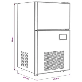 vidaXL Eiswürfelbereiter mit Tür Silber 43 x 40 x 71 cm Edelstahl