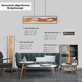 Brilliant LED Standleuchte 120cm Stehlampe Holz / Schwarz, LED Eckleuchte Aluminium/Metall/Holz, Lampe Wohnzimmer Stehlampe Modern Floor Lamp 1x LE...