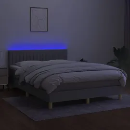 vidaXL Boxspringbett 140 x 200 cm LED Hellgrau
