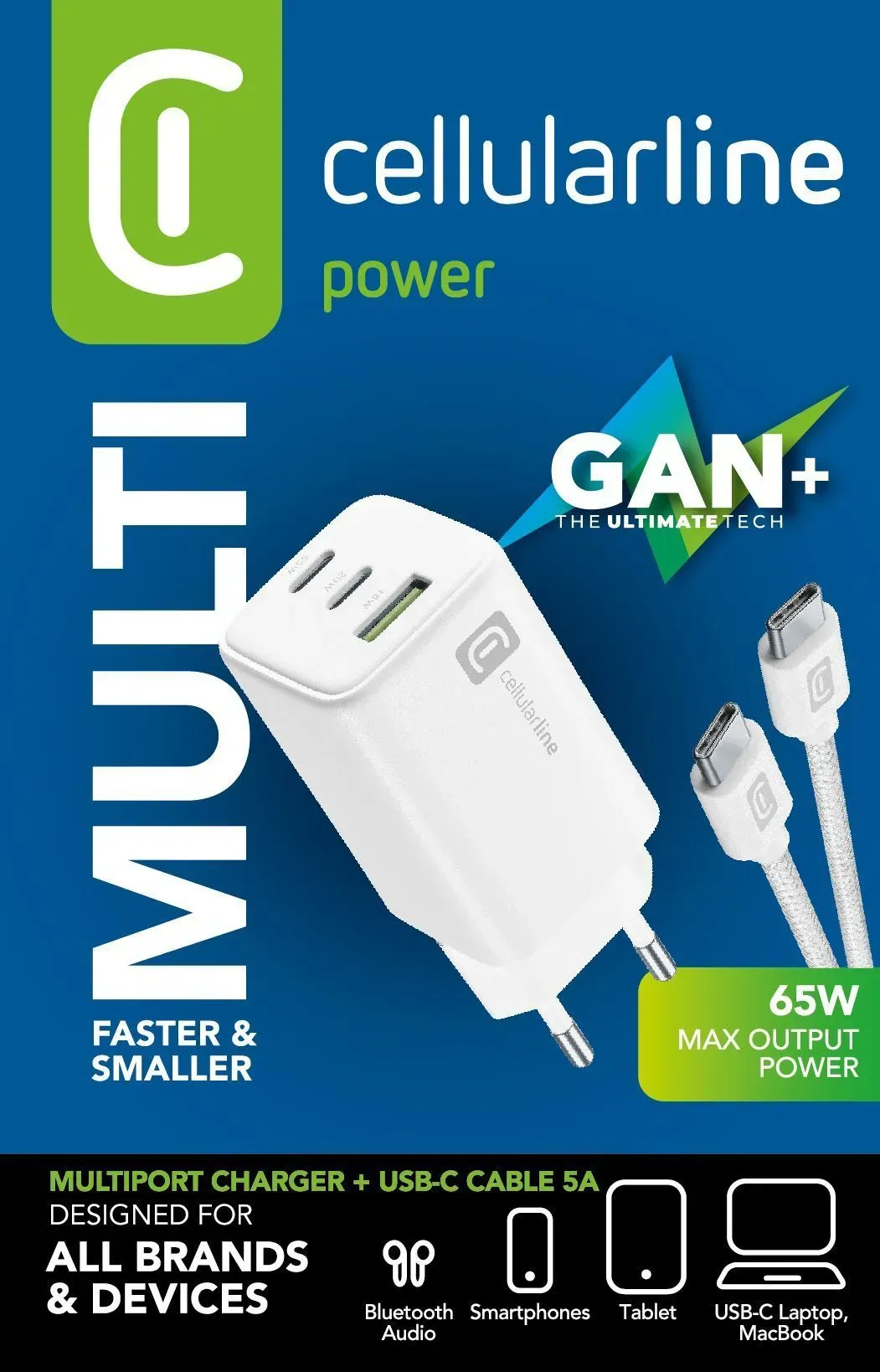 Multipower 65W Kit - Smartphone, tablet e laptop 65W Netzladegerät mit USB-C auf USB-C Kabel inklusive 