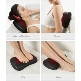 Naipo Massagekissen Shiatsu Massagegerät mit und Infrarot Wärmefunktion Grau Flauschiger Hülle