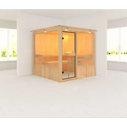 Karibu Sauna Rodin-ohne Ofen-Inkl. Dachkranz
