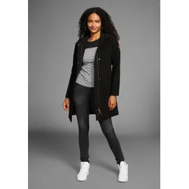 KangaROOS Kurzmantel KANGAROOS, Damen, Gr. 42, schwarz, Web, Obermaterial: 90% Polyester, 10% Viskose. Futter: 100% Polyester, unifarben, normal hüftbedeckend, Mäntel Kurzmantel, mit großer Kapuze ideal für den Übergang