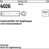 Industrial Quality Supplies ISO 4026 Gewindestifte mit Kegelkuppe 45
