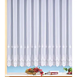 Gardine »Berlin«, (1 St.), Store, transparent, Voile, echte Stickerei, Bordüre, Kante, gebogt, 552152-1 weiß