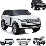 ES-Toys Kinderfahrzeug Elektro Auto Land Rover Range Rover - 2x 12V7AH, 4 Motoren- 2,4Ghz Fernsteuerung, MP3, Ledersitz+Eva (Weiß)