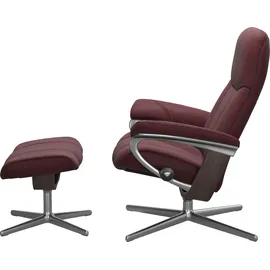 Stressless Stressless® Relaxsessel »Consul« Set, Relaxsessel mit Hocker, mit Hocker, mit Cross Base, Größe S, M & L, Holzakzent Wenge rot