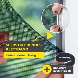 EasyMaxx Fliegengitter mit Klettverschluss 150 x 130 cm Schwarz
