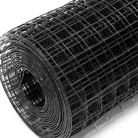 Wiltec Maschendrahtzaun 1x5 m Schwarz Höhe 100 cm Maschengröße 25x25 mm