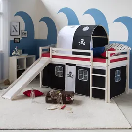 Homestyle4u Hochbett Weiß, Holz, Kinder- & Jugendzimmer, Kindermöbel, Kinderbetten, Hochbetten