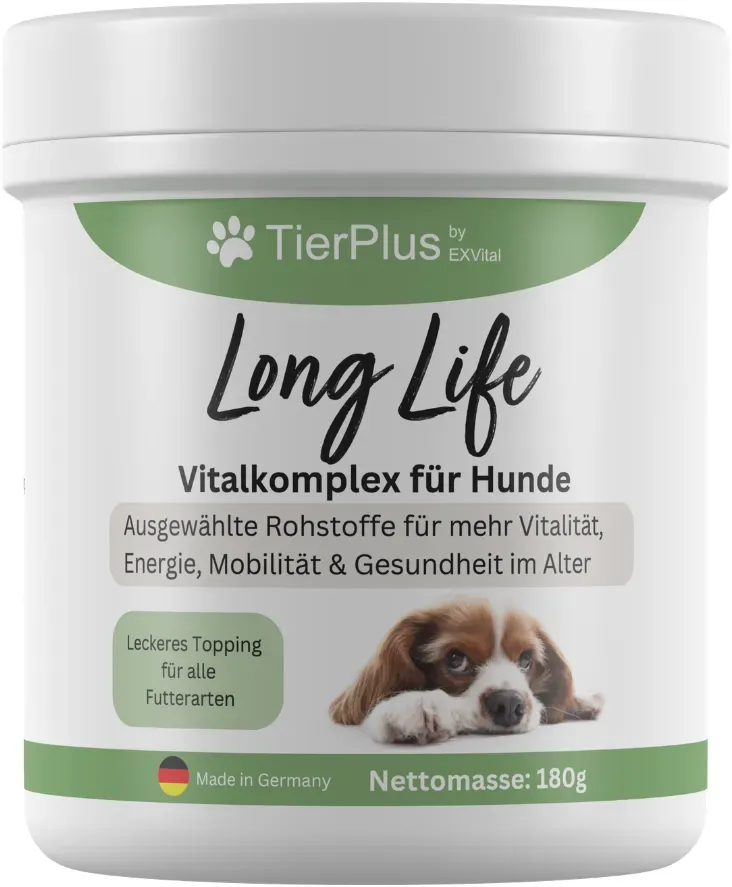 Long Life Vitalkomplex-Pulver für Hunde, mit Omega 3 Fettsäuren, Propolis & m...